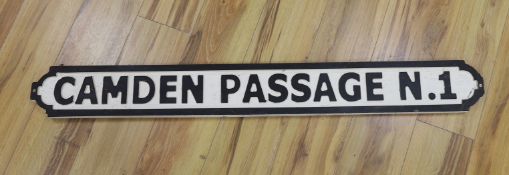 A ‘Camden Passage N.1’ painted wood sign, 112cm
