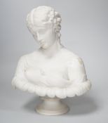 A Victorian parian bust of Clytie, 25cm