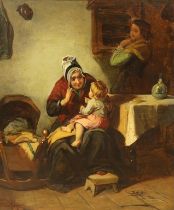Robert Thorburn Ross (Scottish 1816 - 1876) oil on canvas, 'Granny knows best', signed and dated