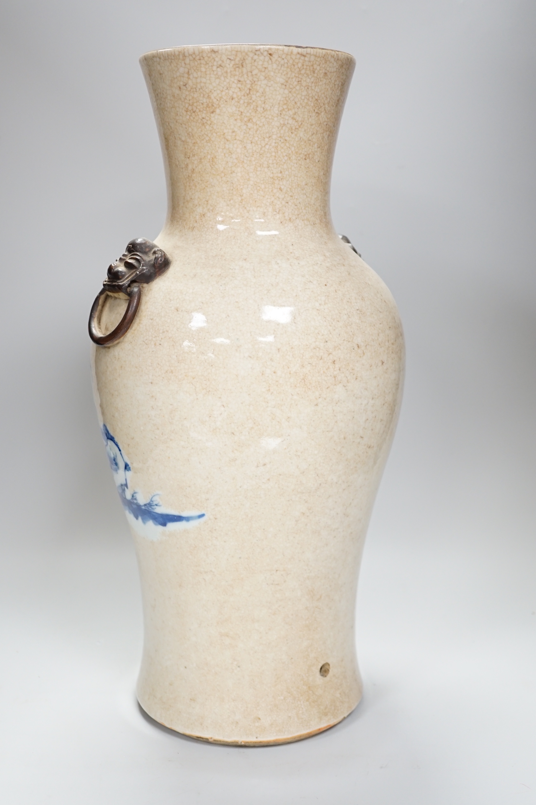 An early 20th century Chinese crackle glaze blue and white vase, 44cm and a later smaller vase - Image 7 of 8