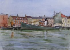 Arthur Barkway (1893-1979) watercolour, 'Lydia Eva YH89', the last of the steam drifters, inscribed,
