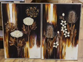 Margaret Jean Jury, a pair of framed floral compositions, signed, 65cm x 40cm