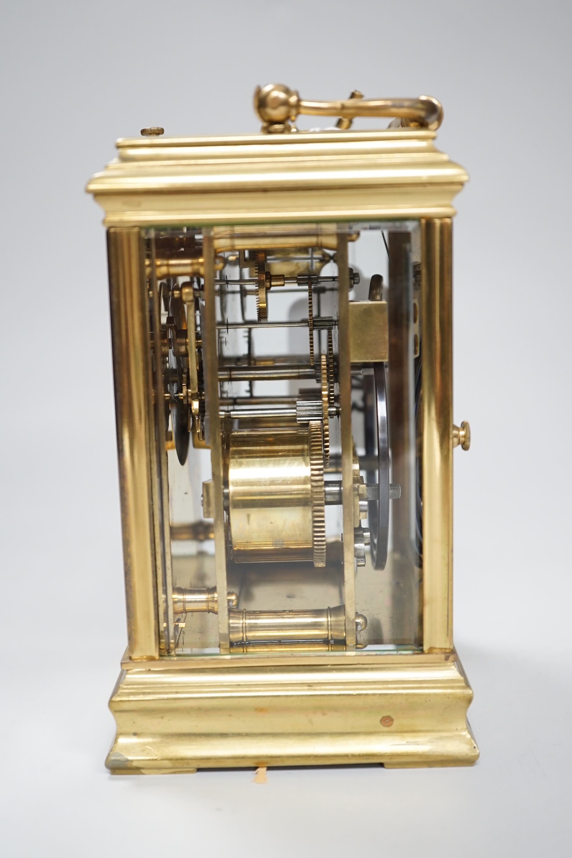 An hour repeating brass carriage clock with key, 16cm - Bild 2 aus 5