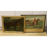 Early 20th century, naive oil on canvas, Study of a horse, indistinctly signed and dated 1901,