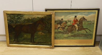 Early 20th century, naive oil on canvas, Study of a horse, indistinctly signed and dated 1901,