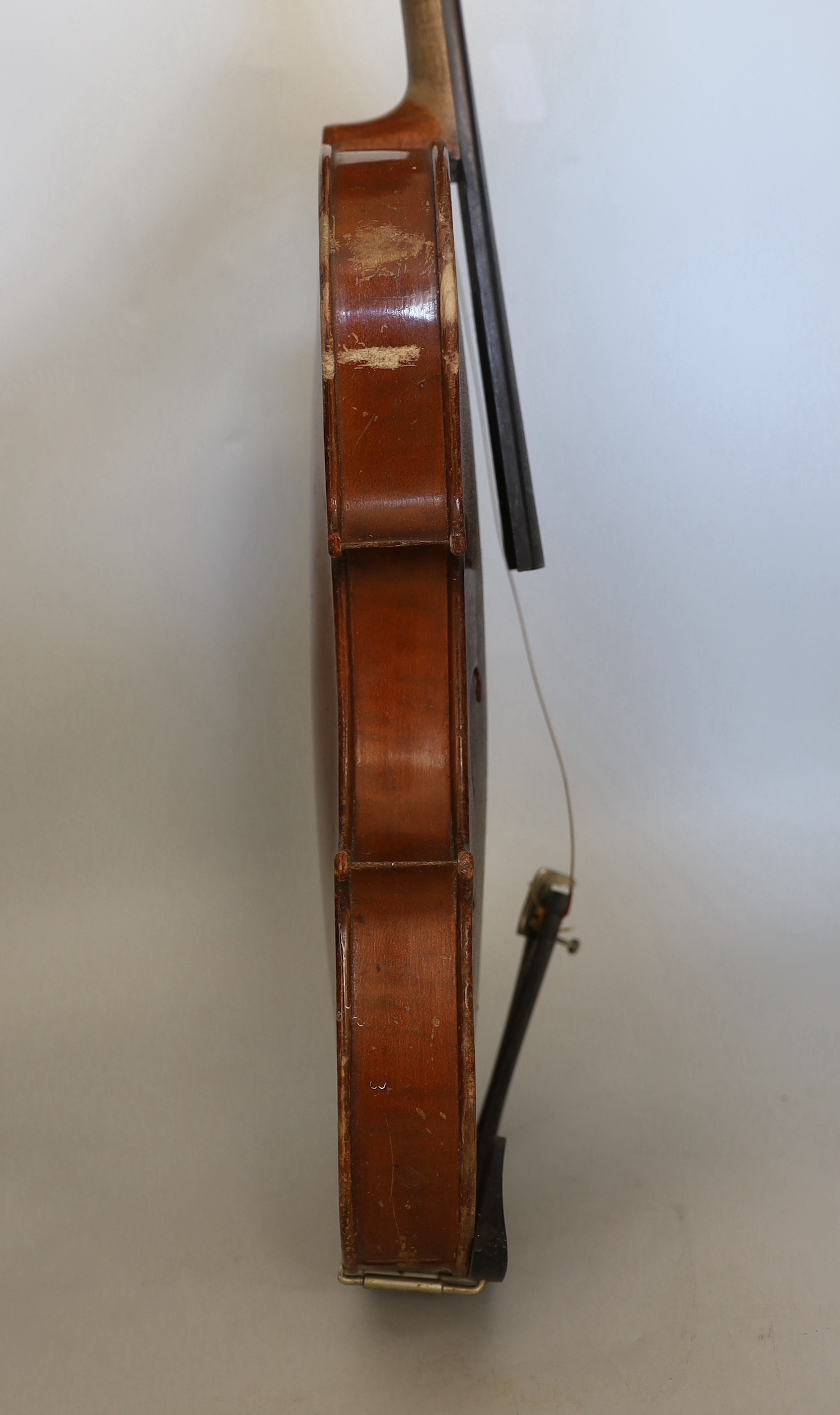 A full sized German violin and case, violin 60cm long - Image 5 of 13