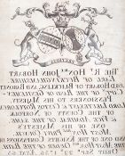 An 18th century reverse printed coats of arms for the art. Honble. John Hobart, Earl of