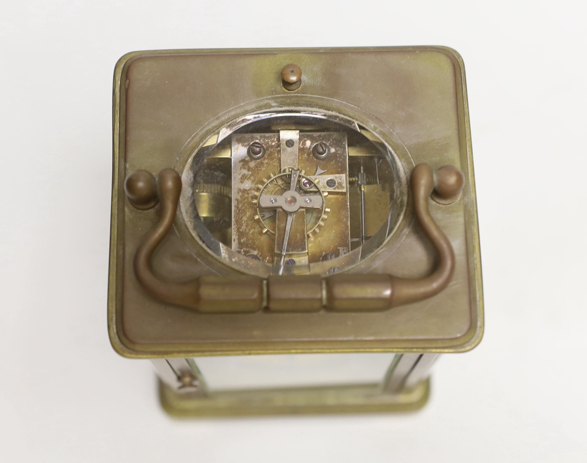 A repeating carriage clock with alarm dial, movement signed for Charles Vincenti, with retailer John - Image 5 of 5