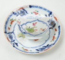 A Chinese famille rose cup and saucer, Qianlong period, saucer 12cm diameter