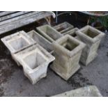 Eight assorted reconstituted stone garden planters, largest height 49cm