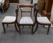 Six (three pairs) William IV mahogany and simulated rosewood dining chairs
