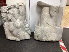 An Art Deco style reconstituted stone garden figural ornament (in two pieces) height 102cm