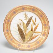 A Crown Derby plate with jewelled border, initialled GL, 23.5cm