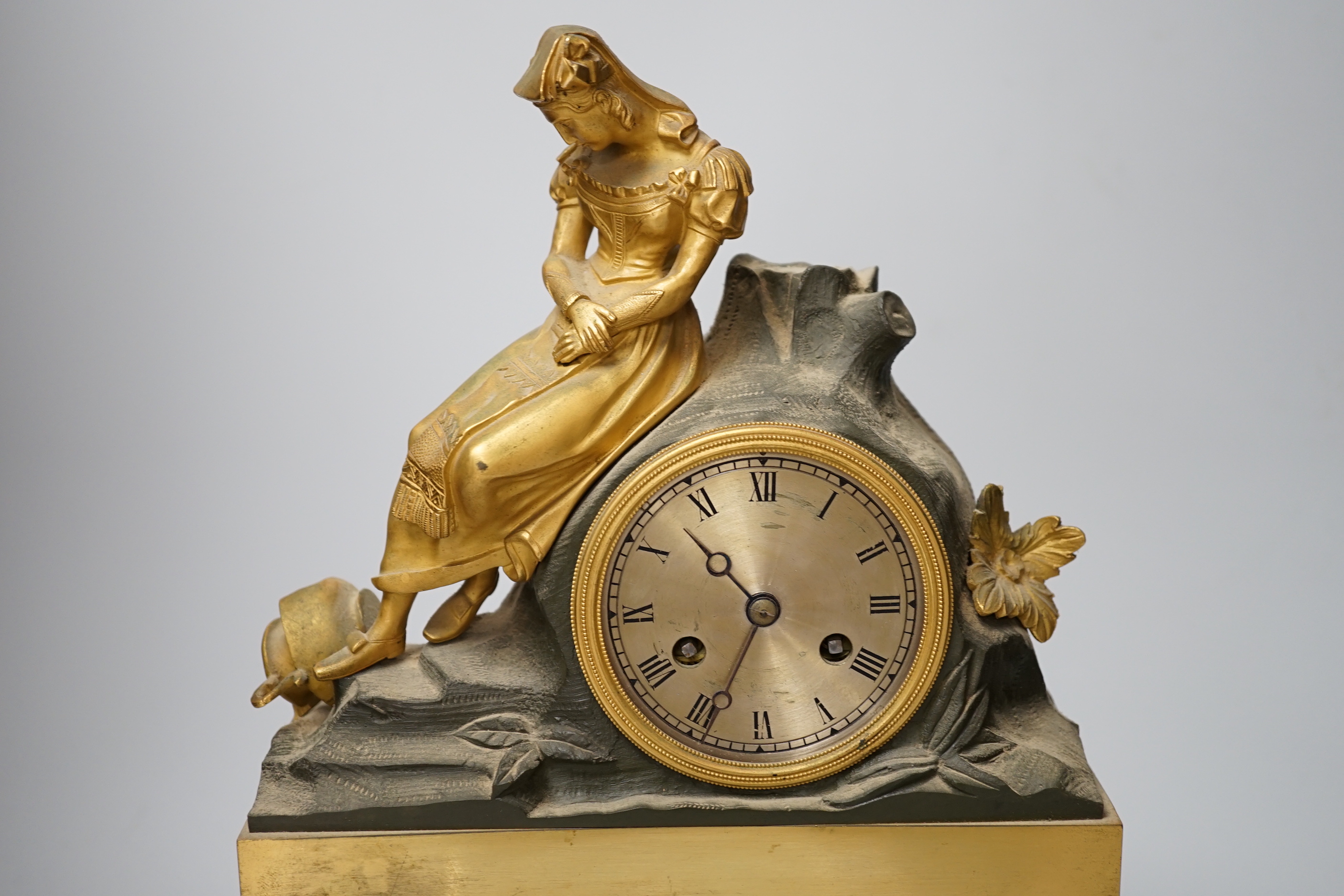 A 19th century French ormolu figural mantel clock, 37cm - Image 3 of 6