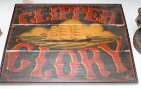 A painted wood sign 'Clipper Glory', 50x62cm