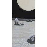 Teruhide Kato (1936-2015), woodblock print, Moonlight at Ryoanji Temple (Kagayaki), signed in