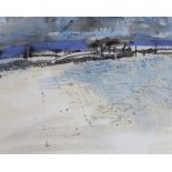 G Tongs (20th C.), ink and pastel on card, 'Pennine Winter', inscribed Medici gallery label verso,