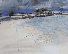 G Tongs (20th C.), ink and pastel on card, 'Pennine Winter', inscribed Medici gallery label verso,
