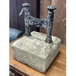 A Victorian cast iron bootscraper, width 30cm, depth 30cm, height 41cm