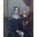 W. C. Dobson, 19th century watercolour, Mother and child in an interior, signed and dated 1841, 30cm