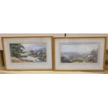 S Bunyan, pair of Cornish watercolours, Hillside landscape and river scene, dated 1900 to the