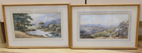 S Bunyan, pair of Cornish watercolours, Hillside landscape and river scene, dated 1900 to the