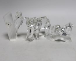 Three Swarovski Crystal ornaments, boxed