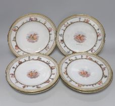 A set of six Meissen Capo di Monte style plates, 19th century