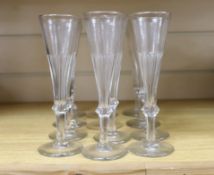 A set of ten 19th century champagne flutes and two others