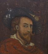 After Peter Paul Rubens (Flemish 1577-1640), 19th century school oil on board, Self portrait,