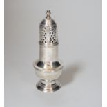 A George II silver baluster caster, makers mark obscured, London 1758, 11cm, 81 grams