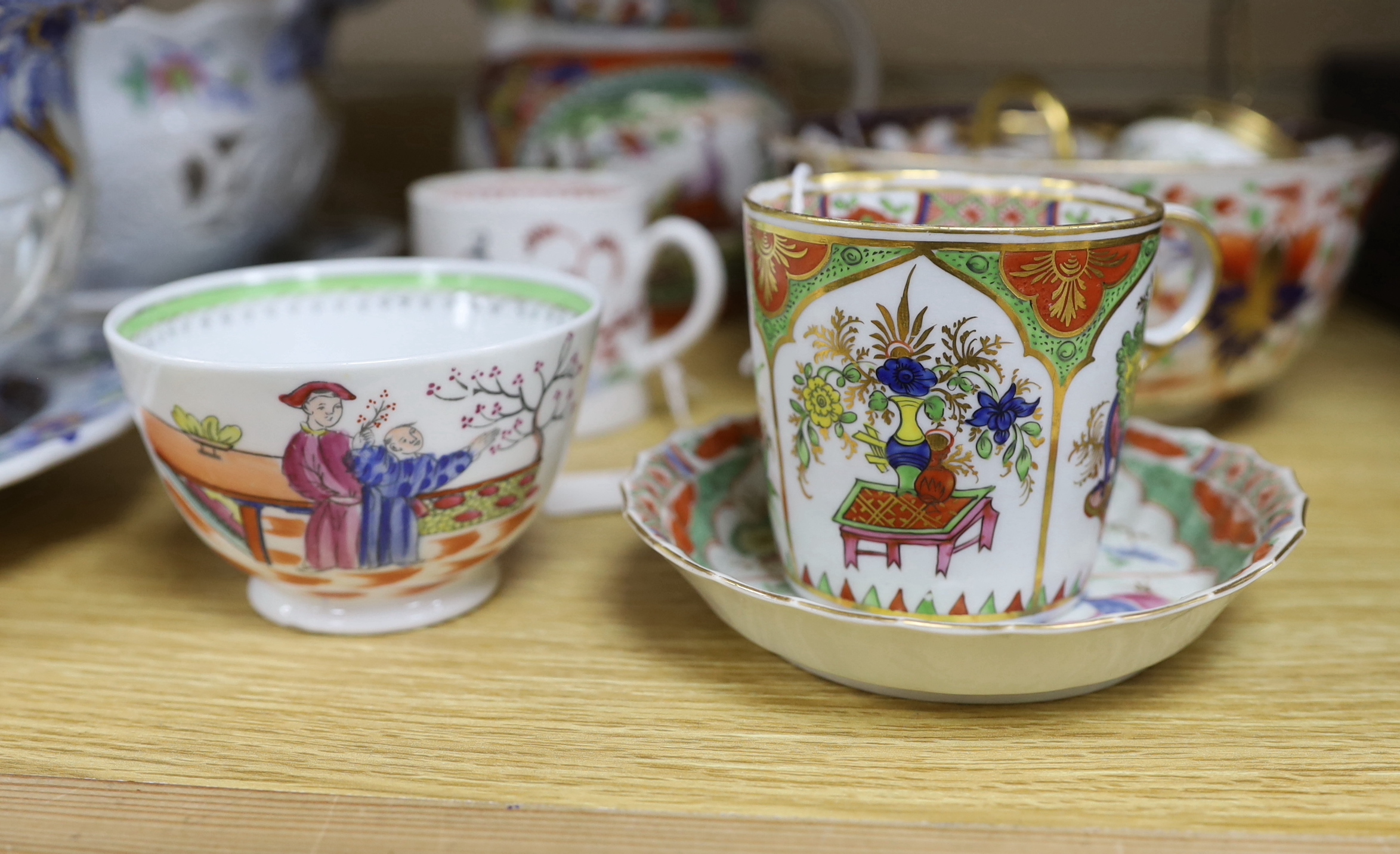 A pair of English ‘Japan Opaque’ china chestnut baskets and stands, c.1825, a Worcester 'dragons - Image 2 of 5