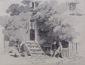 Paul Sandby Munn (1773-1845), Cottage in Fort Place, Margate, dated 1816, inscribed verso, 14.5cm