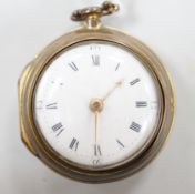 An 18th century gilt metal pair cased keywind verge pocket watch, by William Hope, London, with