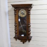 A Vienna Regulator type wall clock, height 90cm