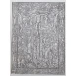 16th century Italian wood engraving, Crucifixion, various inscriptions verso including Office de