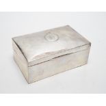 A George V silver mounted rectangular cigarette box, Martin Hall & Co Ltd, Birmingham, 1918, 16.