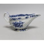 A Bow blue and white sauceboat, c.1760-5
