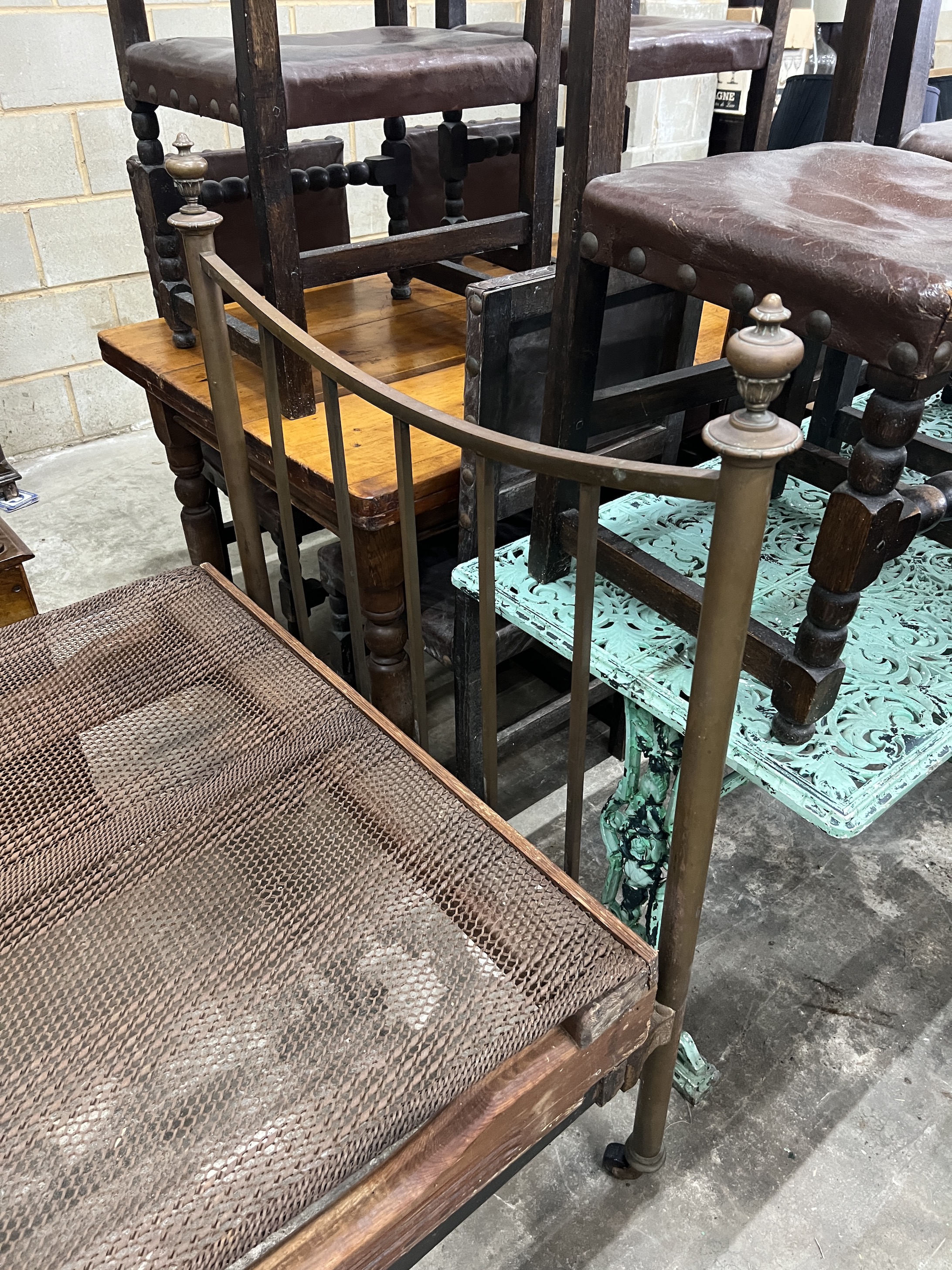 A late Victorian brass single bed frame, width 92cm, length 204cm, height 144cm - Image 3 of 4