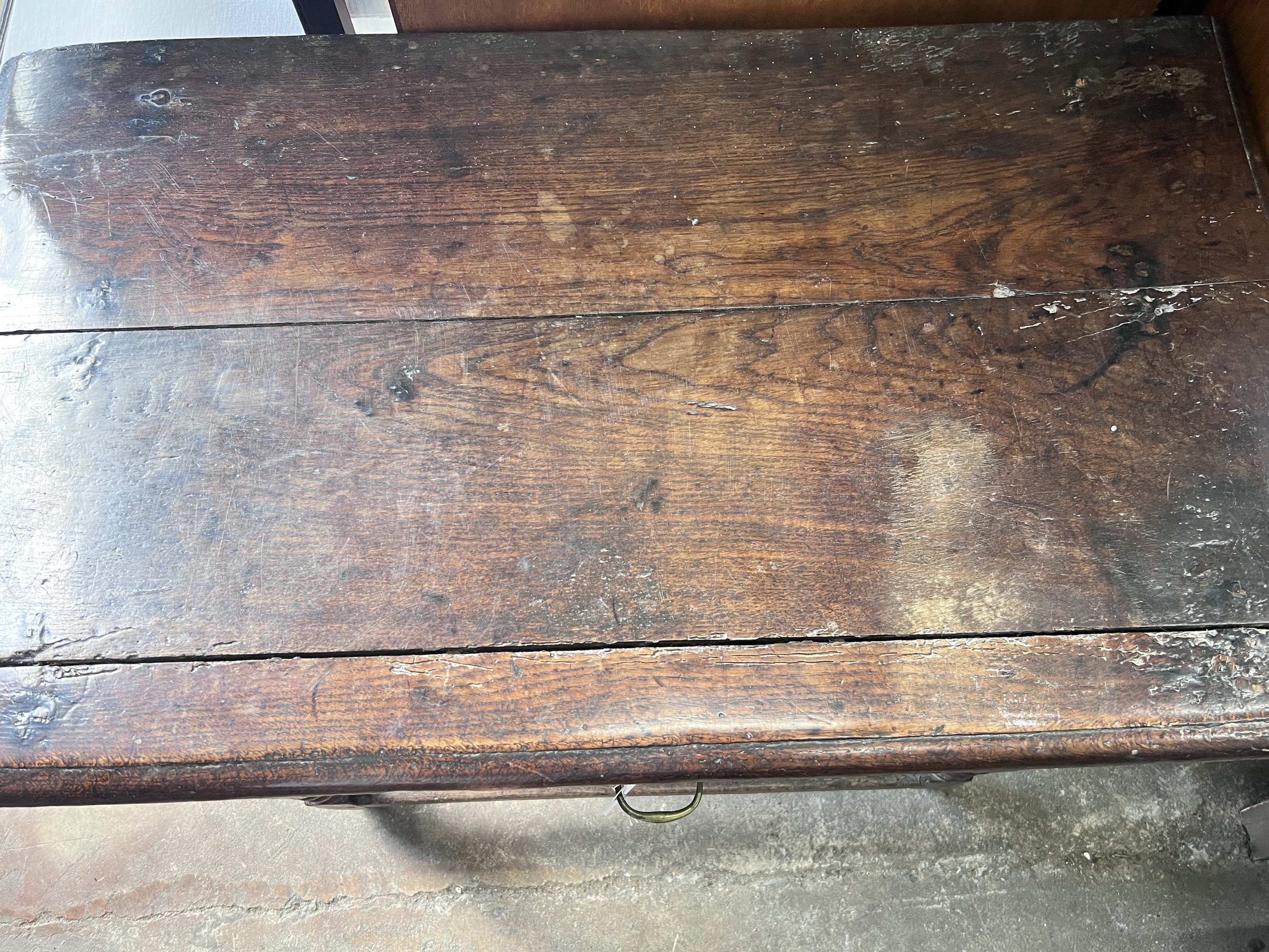 A 17th century oak side table, with bobbin turned legs, width 94cm, depth 54cm, height 69cm - Image 2 of 4