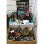 A collection of Vesta boxes, matchbox holders and other related ephemera, mostly metal examples,