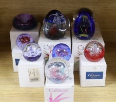 Ten Caithness paperweights, boxed, some limited edition