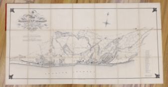 ° ° HASTINGS - Laing, John (Borough Surveyor) - Map of Hastings and St. Leonards, on linen in red