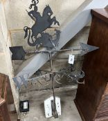 A wrought iron George and the Dragon weather vane, height 100cm