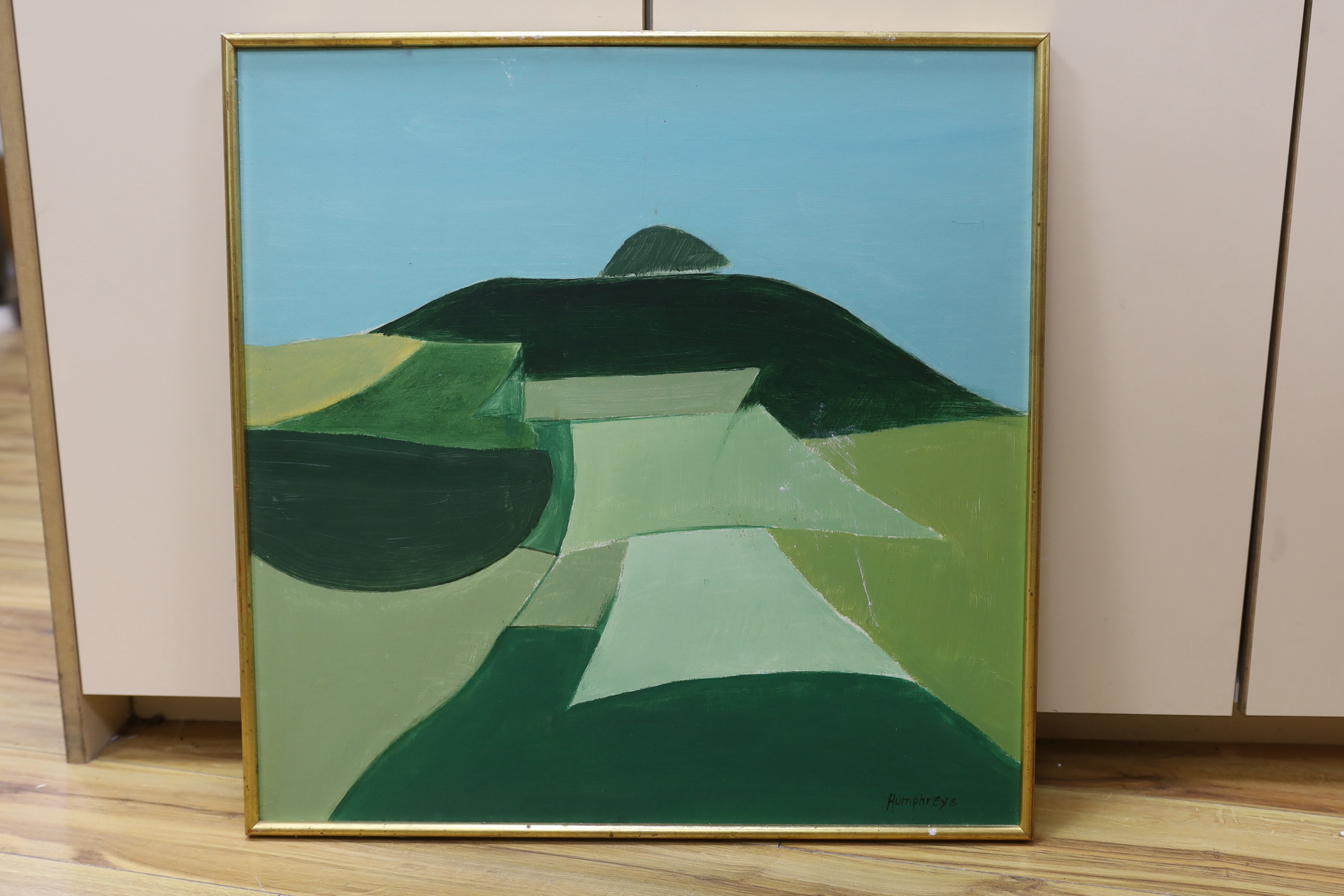 § § David Humphreys (b.1937), acrylic on board, Hillside landscape, signed, 60cm x 60cm - Image 2 of 3