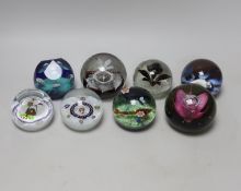 Eight Caithness paperweights, boxed, some limited edition, including Latticino