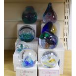 Eight Caithness paperweights, boxed