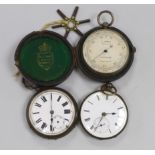 A silver cased pocket barometer, by E. Lennie of Edinburgh, diameter 50mm in original case and two