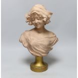An Austrian terracotta bust, early 20th century, indistinctly signed, 40cm