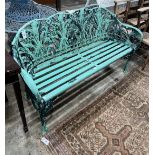 A Brambley Garden Furniture Lily of the Valley pattern cast aluminium garden bench, length 154cm,